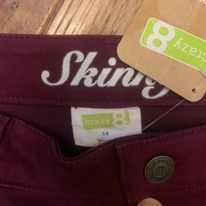 🎉2/$14! NWT Crazy 8 girls skinny maroon jeans